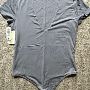 Aritia Blue/Gray V-Neck Women's Bodysuit